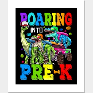 Roaring Into Pre-K Monster Truck Dinosaur T Rex Posters and Art